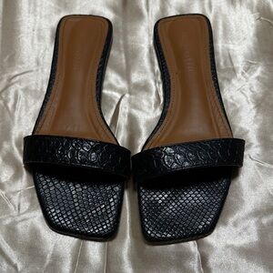 Chic Black and Brown Slide Sandals